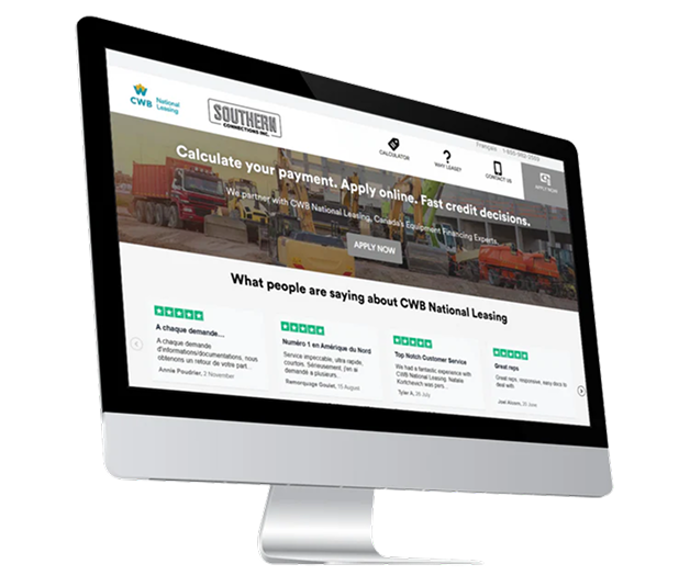 Computer mockup showcasing their finance provider